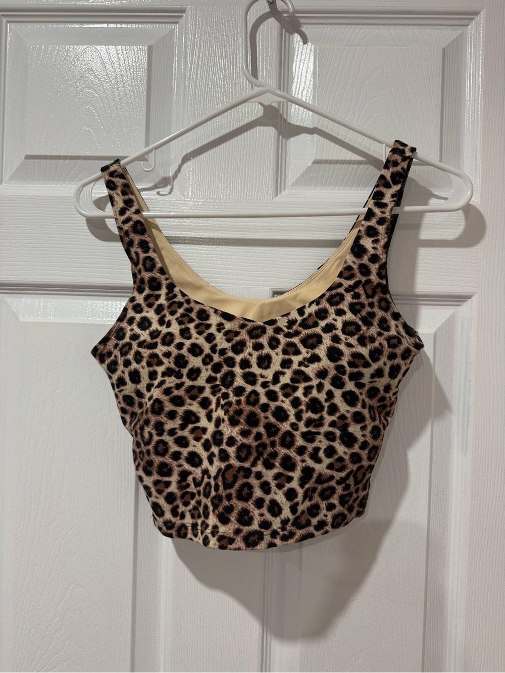 Leopard Print Crop Sports Bra/Tank Top - Women